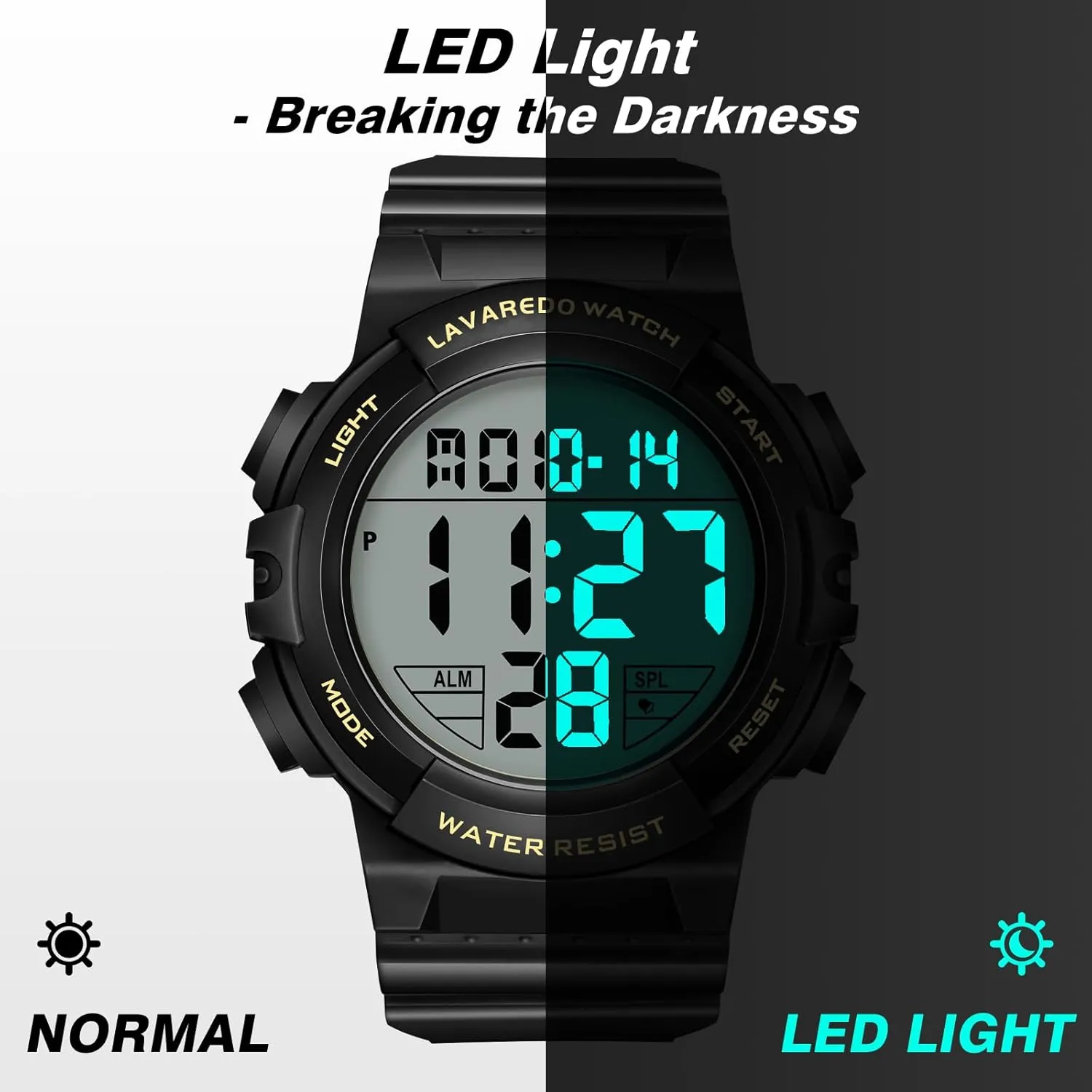 Mens Digital Watch, Sport Military Watches for Men Waterproof LED Screen Large Face Tactical Watch with Backlight Alarm Stopwatch Wrist Watch