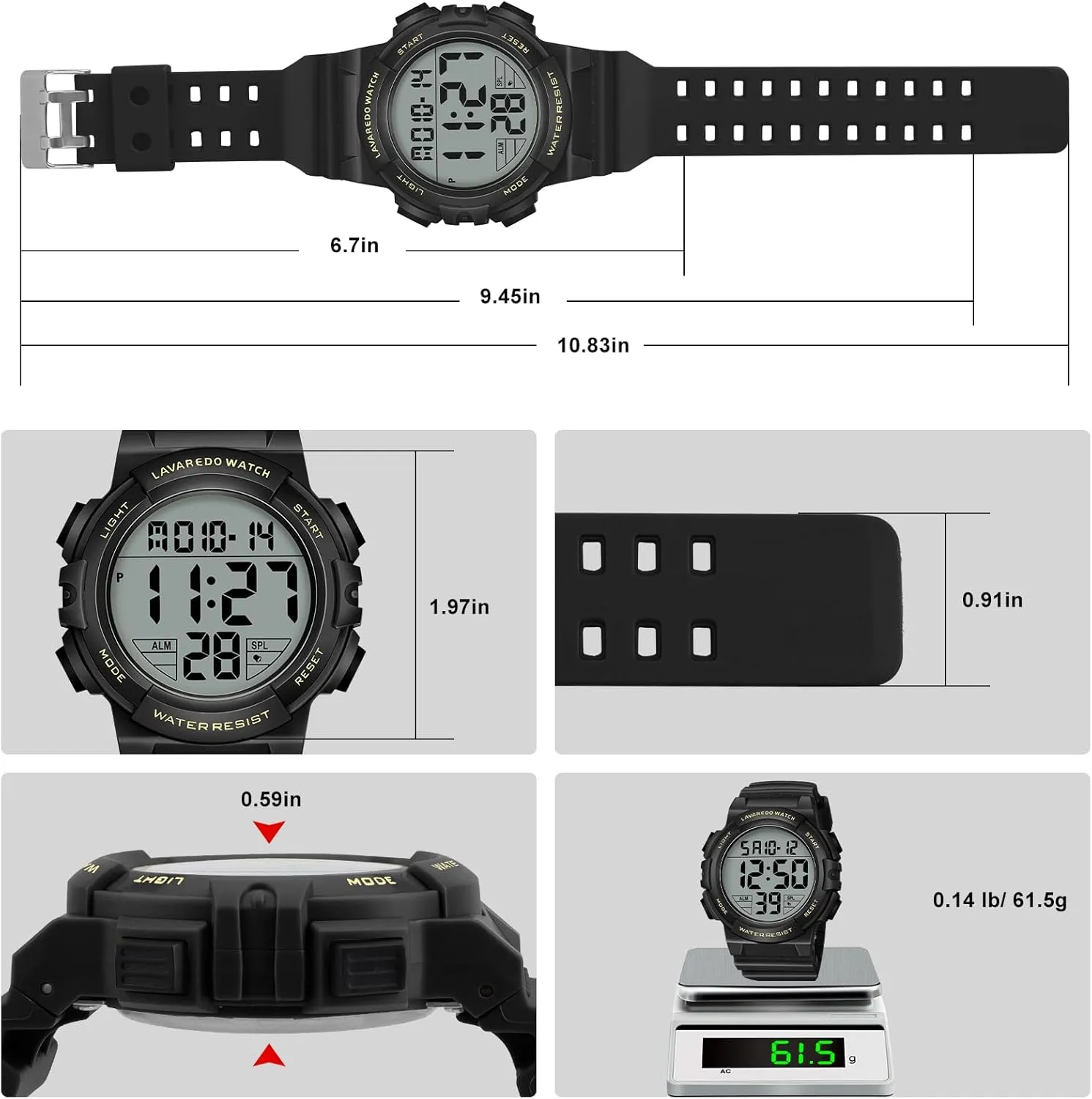 Mens Digital Watch, Sport Military Watches for Men Waterproof LED Screen Large Face Tactical Watch with Backlight Alarm Stopwatch Wrist Watch