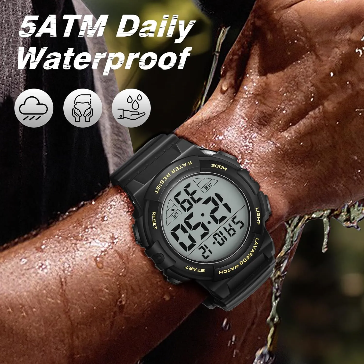 Mens Digital Watch, Sport Military Watches for Men Waterproof LED Screen Large Face Tactical Watch with Backlight Alarm Stopwatch Wrist Watch