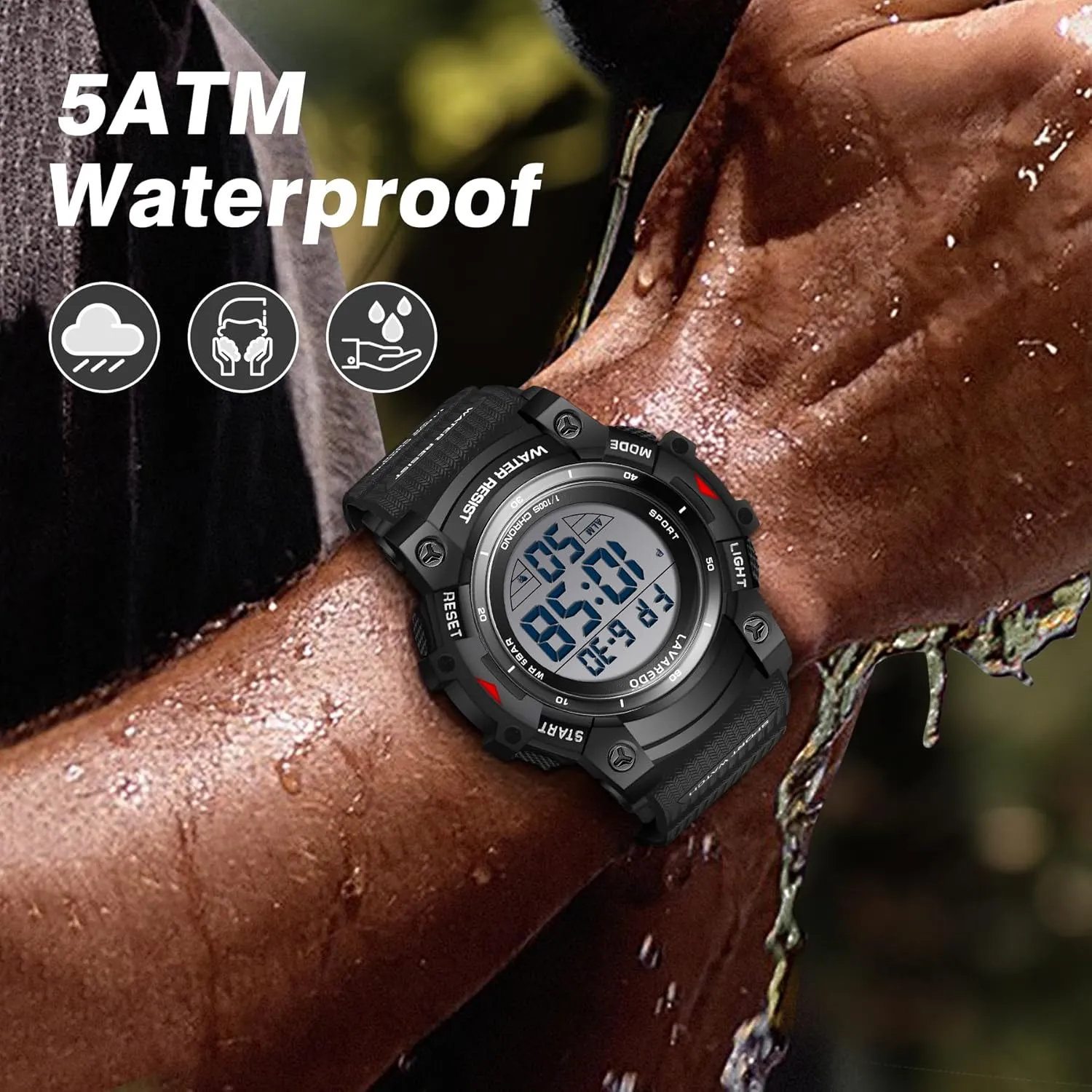 Men's Digital Watch Sports Outdoor Waterproof Watches for Men with LED Backlight Alarm Stopwatch Mens Watches Digital Chronograph Military Date