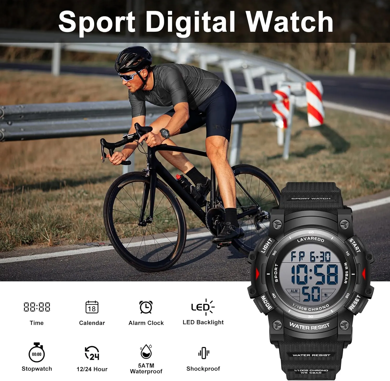 Men's Digital Watch Sports Outdoor Waterproof Watches for Men with LED Backlight Alarm Stopwatch Mens Watches Digital Chronograph Military Date