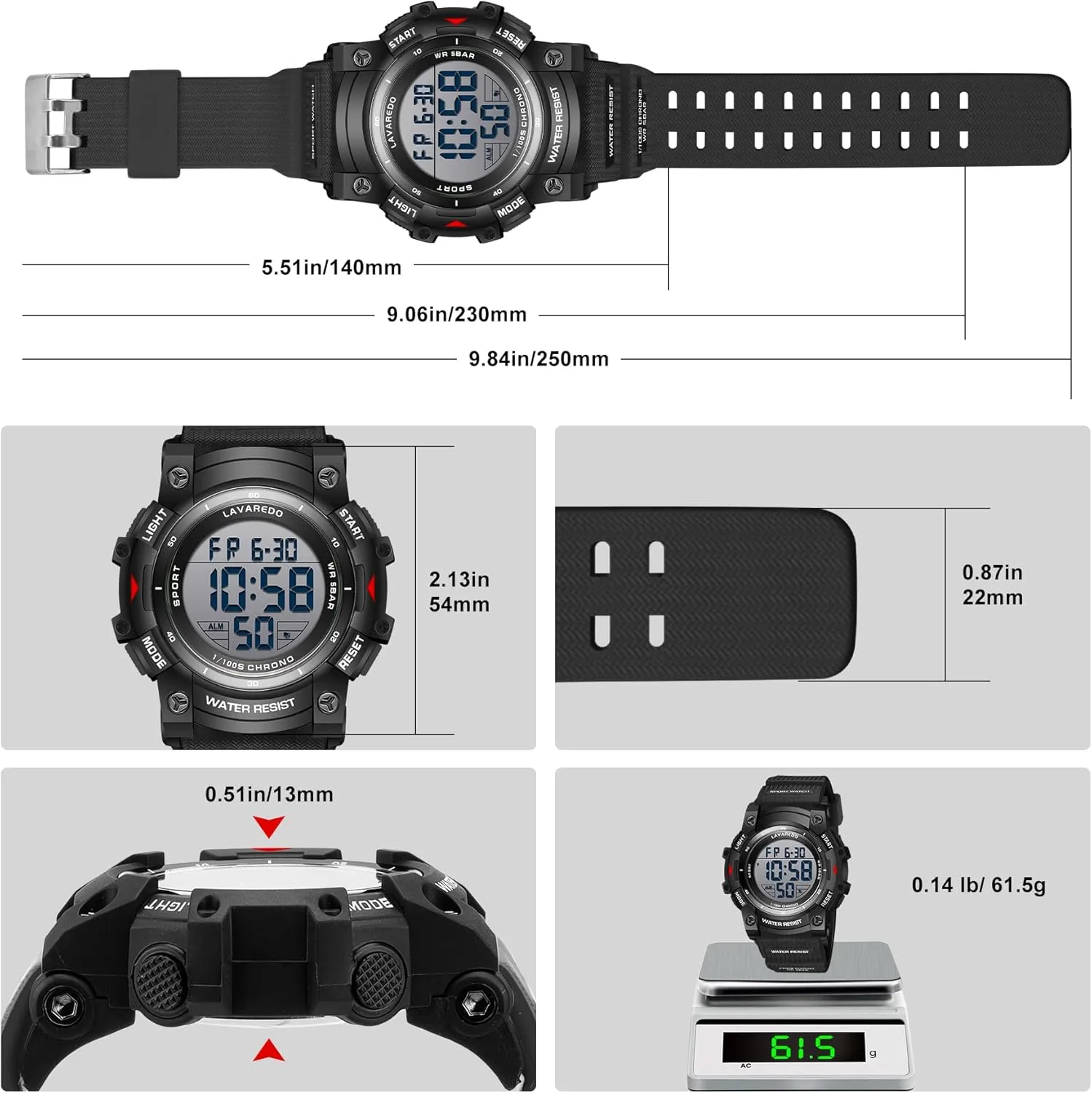 Men's Digital Watch Sports Outdoor Waterproof Watches for Men with LED Backlight Alarm Stopwatch Mens Watches Digital Chronograph Military Date