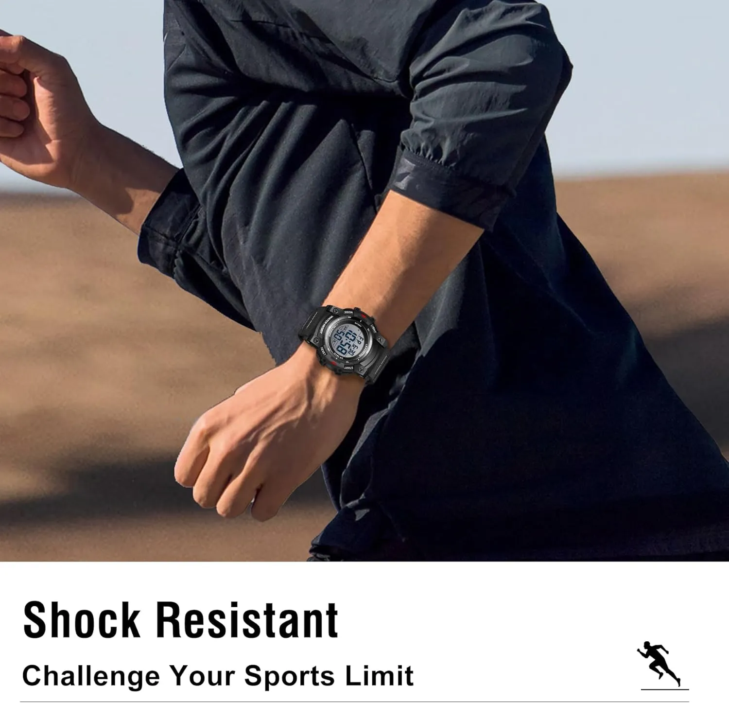 Men's Digital Watch Sports Outdoor Waterproof Watches for Men with LED Backlight Alarm Stopwatch Mens Watches Digital Chronograph Military Date