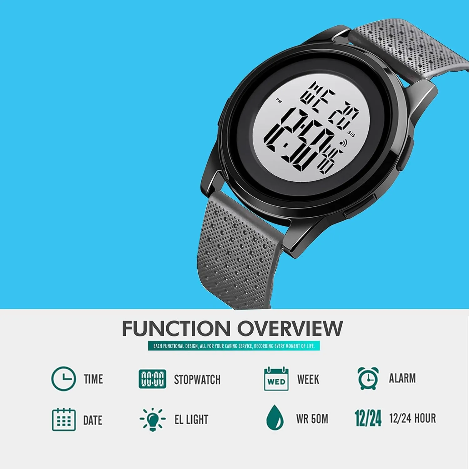 Mens Digital Watch Ultra-Thin Sports Waterproof Simple Watch Stainless Steel Wrist Watch for Men Women