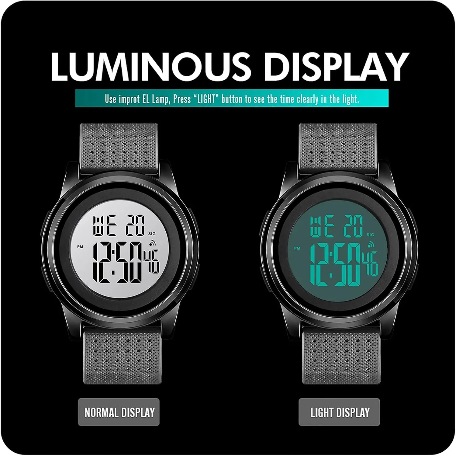 Mens Digital Watch Ultra-Thin Sports Waterproof Simple Watch Stainless Steel Wrist Watch for Men Women