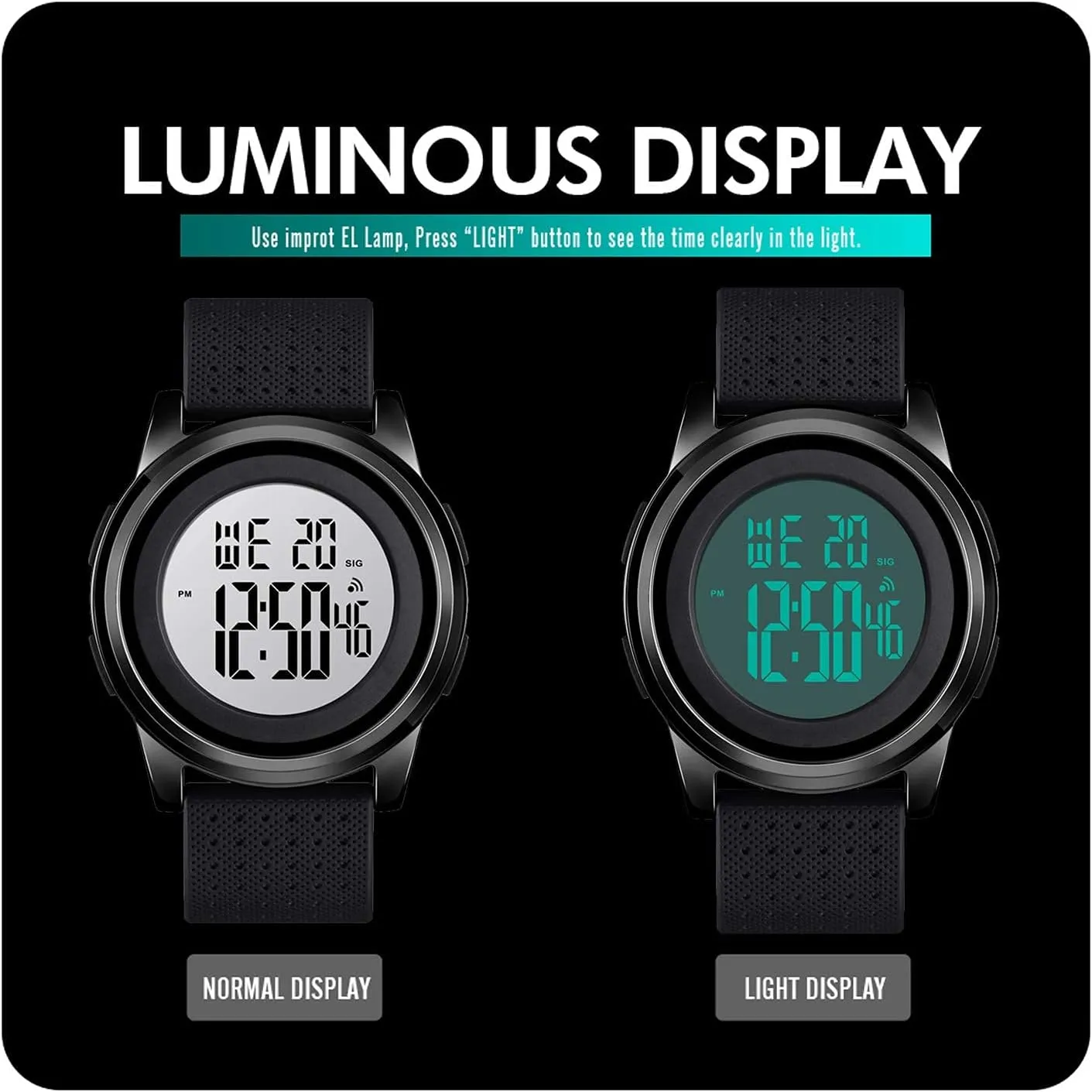 Mens Digital Watch Ultra-Thin Sports Waterproof Simple Watch Stainless Steel Wrist Watch for Men Women