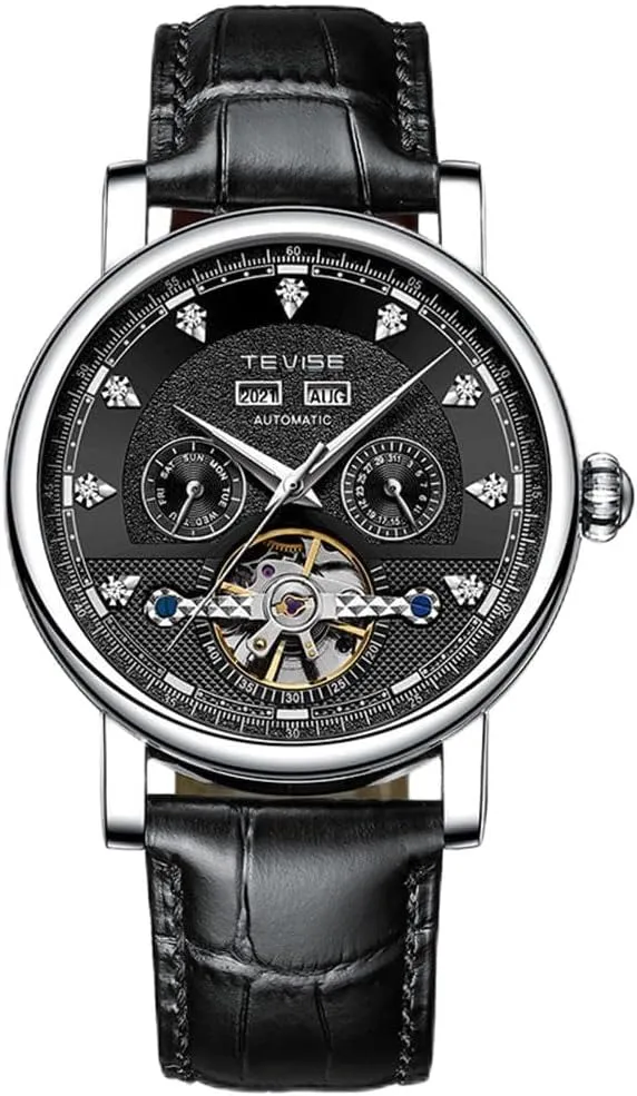 Men's Functional Mechanical Watch Hollow Calendar Month Week Fully Automatic Mechanical Watch Waterproof Night Glow Business Watch