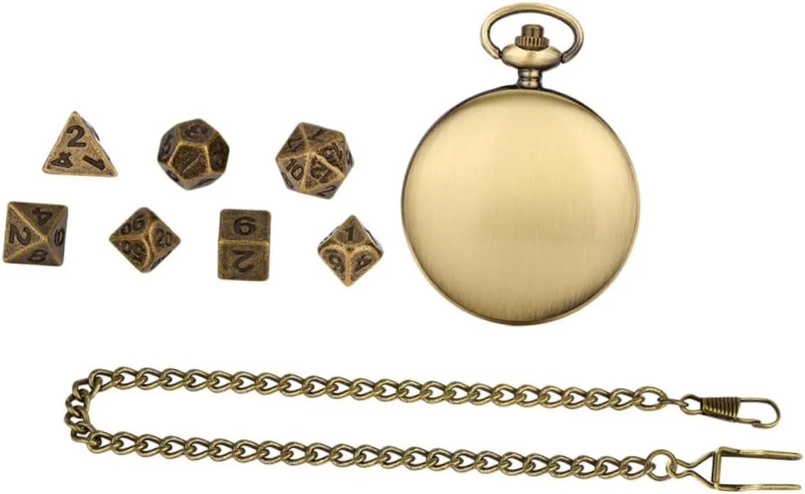 Mens Jewellery Box 5 Sets Retro Fashion Pocket Watch Dice Game Playing Prop Game Props Metal Watch Gift Box