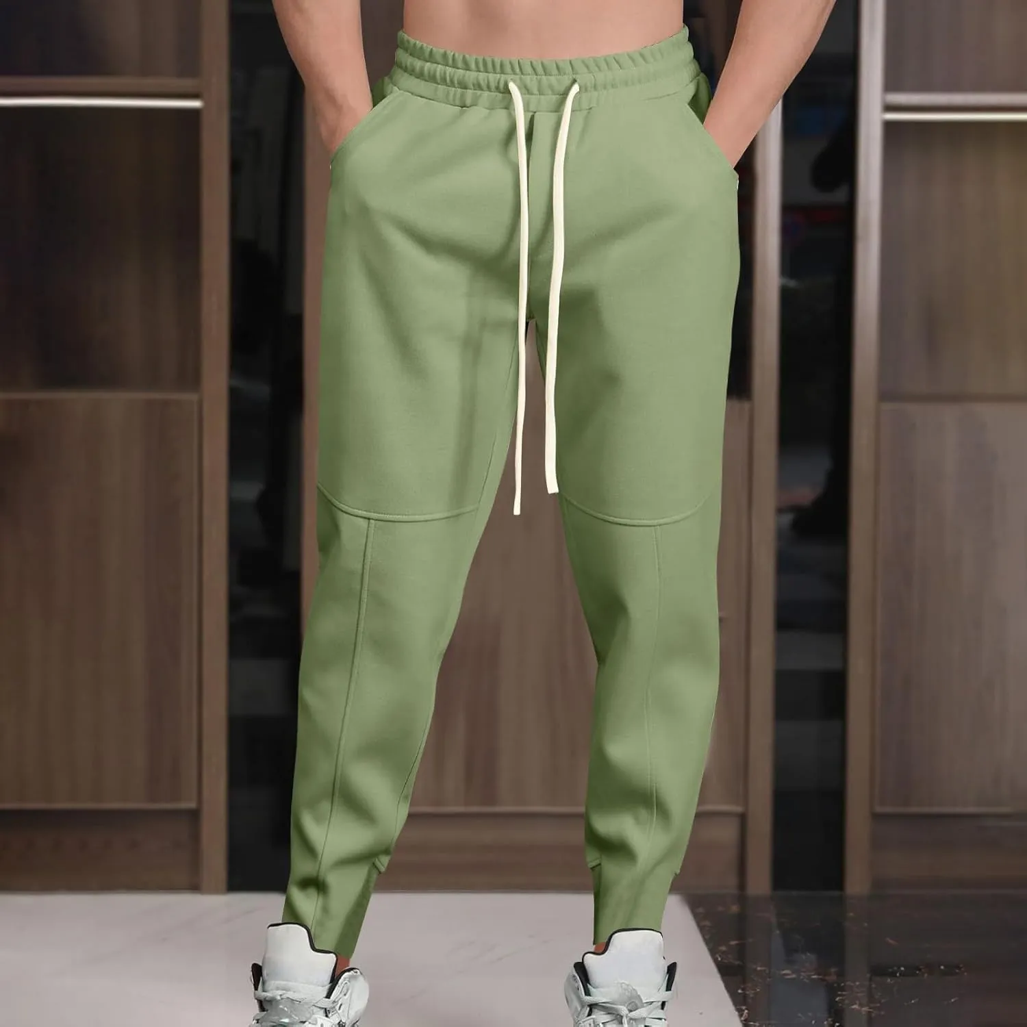 Mens Joggers with Pockets Relaxed Fit Elastic Waist Drawstring Sweatpants Casual Outdoor Athletic Gym Sport Trousers