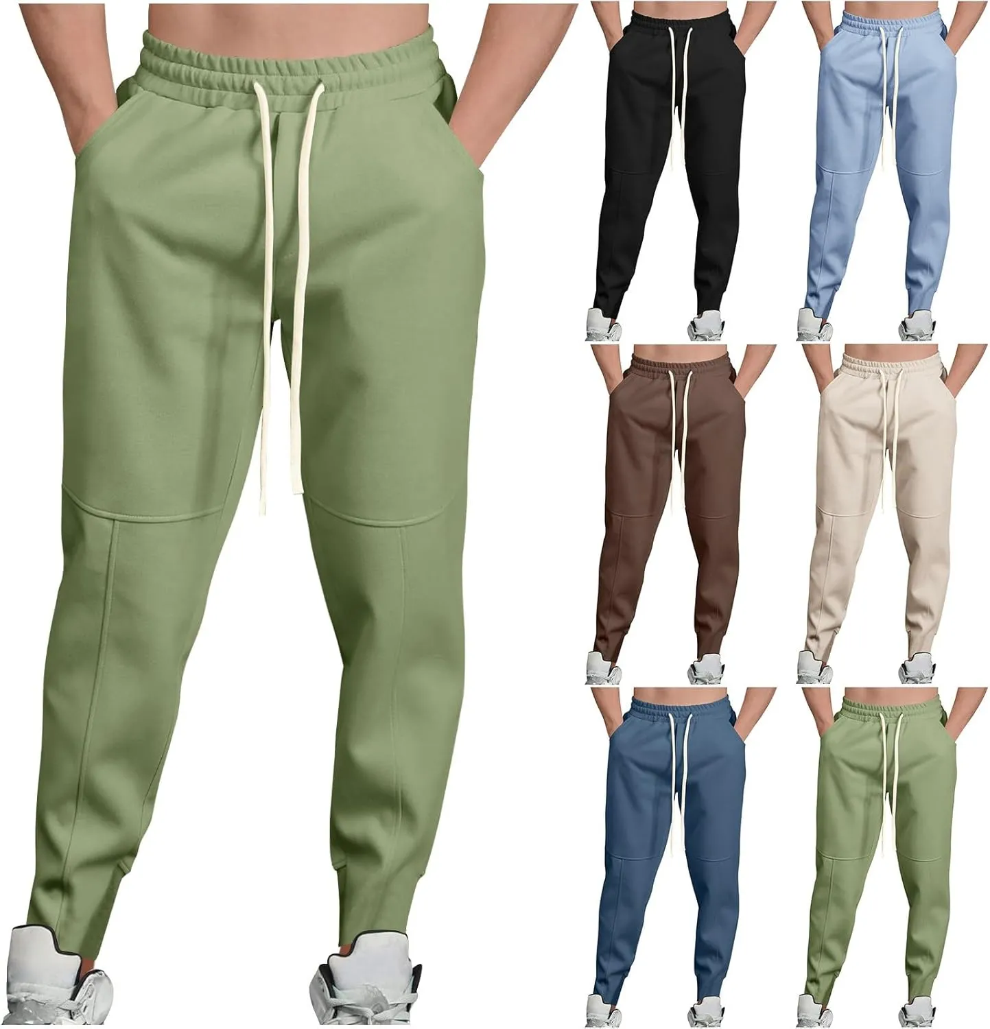 Mens Joggers with Pockets Relaxed Fit Elastic Waist Drawstring Sweatpants Casual Outdoor Athletic Gym Sport Trousers