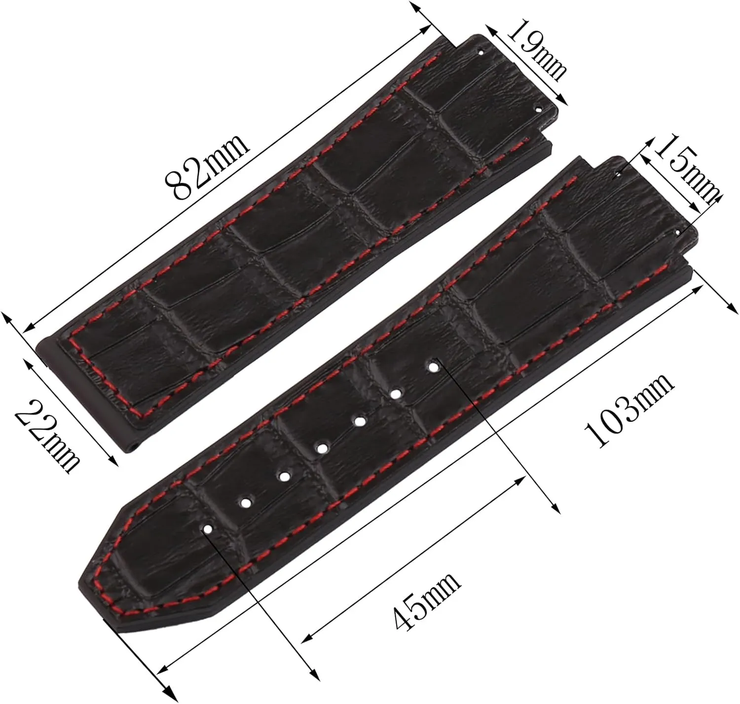 Men's leather watch strap compatible with Hublot BIG BANG Women's Outdoor Sports waterproof bracelet 19mm*25mm watch accessories