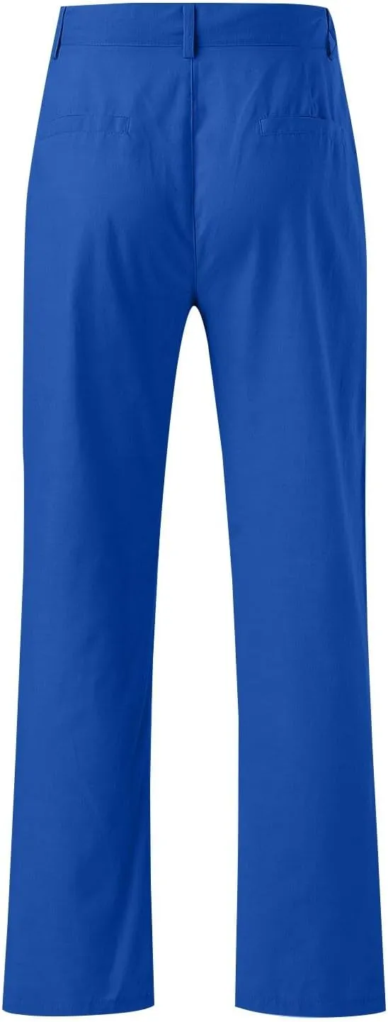 Men's Linen Pants Loose Fit Casual Summer Office Business Dress Pant Lightweight Baggy Beach Plain Vacation Trousers
