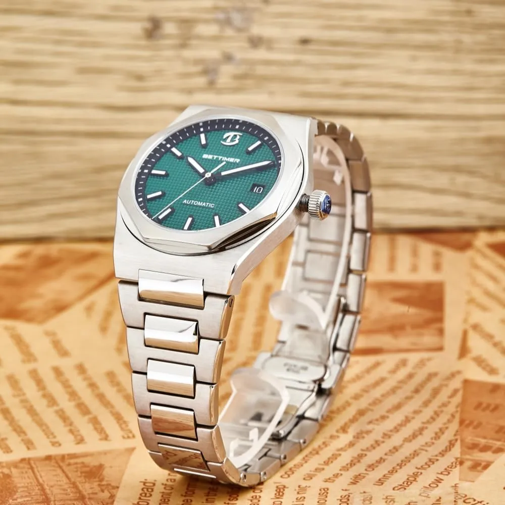 Men's Mechanical Automatic Watch Precision PT5000 Automatic Movement 40mm 316L Stainless Steel with Sapphire Crystal 100m Waterproof (10ATM) Date & Luminous Markers Self Winding Watch