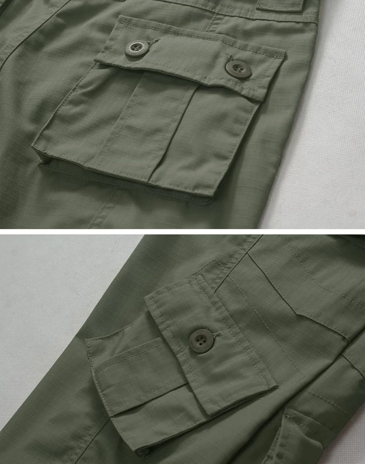 Men's Outdoor Hiking Pants, Elastic Waist Cargo Pants for Men Casual Work Ripstop Tactical Pants with 9 Pockets