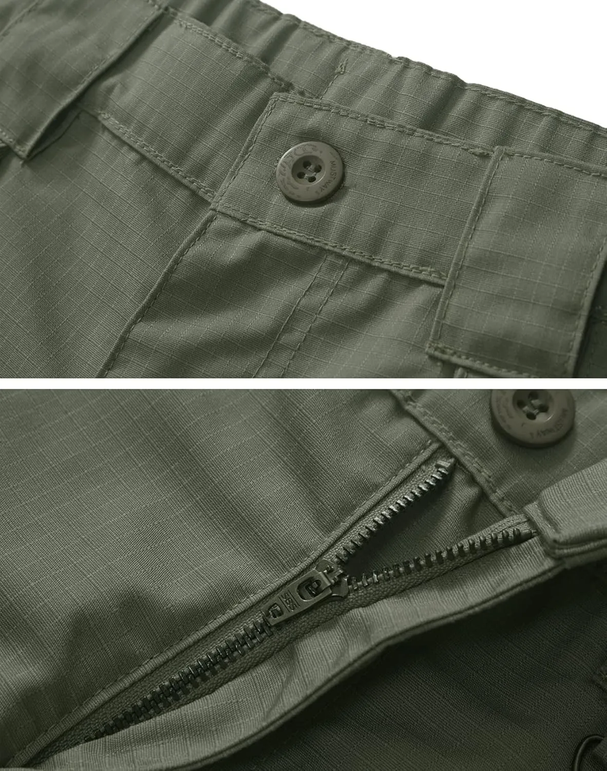 Men's Outdoor Hiking Pants, Elastic Waist Cargo Pants for Men Casual Work Ripstop Tactical Pants with 9 Pockets