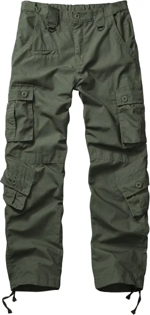 Men's Outdoor Hiking Pants, Elastic Waist Cargo Pants for Men Casual Work Ripstop Tactical Pants with 9 Pockets