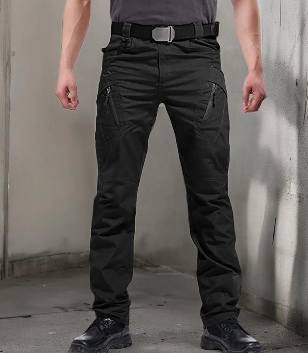 Men's Outdoor Work Military Tactical Pants Lightweight Ripstop Combat Trousers Hiking Pant with 9 Pockets No Belt