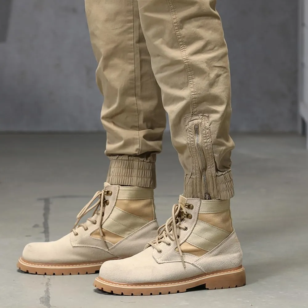 Men's Regular Fit Cargo Pants Drawstring Cotton Multi Pockets Tactical Pants