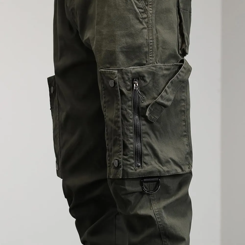 Men's Regular Fit Tactical Cargo Pants Drawstring Cotton 3D Pockets Work Pants