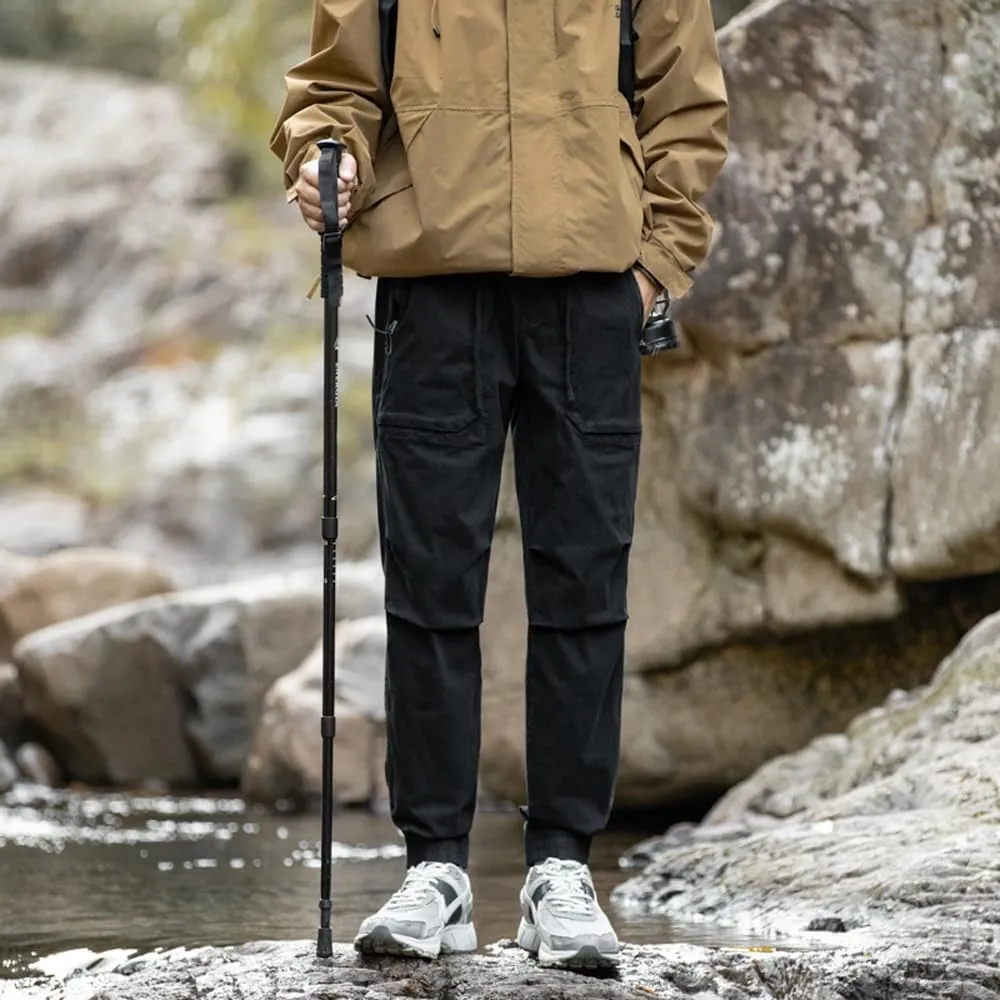 Men's Regular Fit Tactical Cargo Pants Drawstring Cotton Outdoor Work Trousers