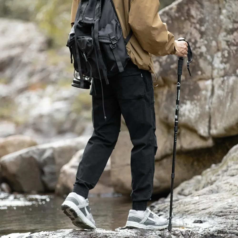 Men's Regular Fit Tactical Cargo Pants Drawstring Cotton Outdoor Work Trousers