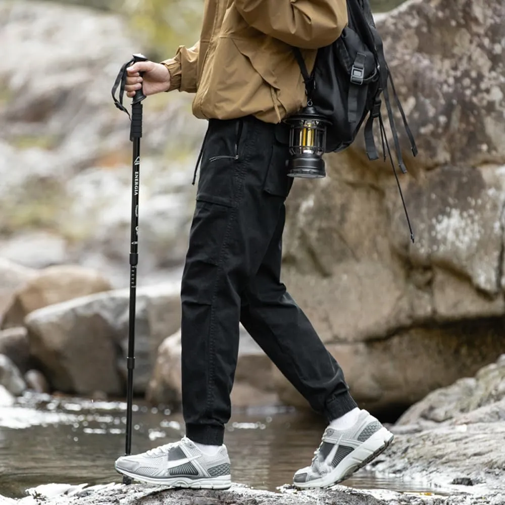 Men's Regular Fit Tactical Cargo Pants Drawstring Cotton Outdoor Work Trousers