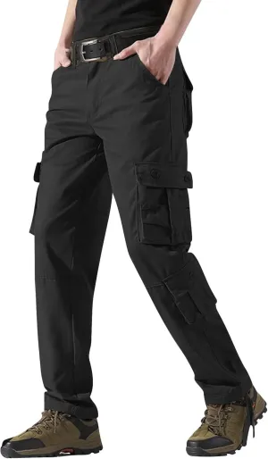 Mens Relaxed Fit Straight Leg Outdoor Work Pants Big and Tall Cargo Pants with Pockets Regular Fit Casual Hiking Pant