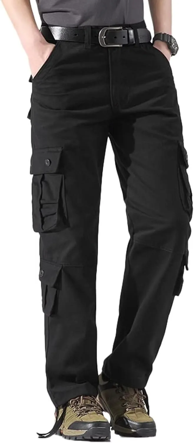 Mens Relaxed Fit Straight Leg Outdoor Work Pants Big and Tall Cargo Pants with Pockets Regular Fit Casual Hiking Pant