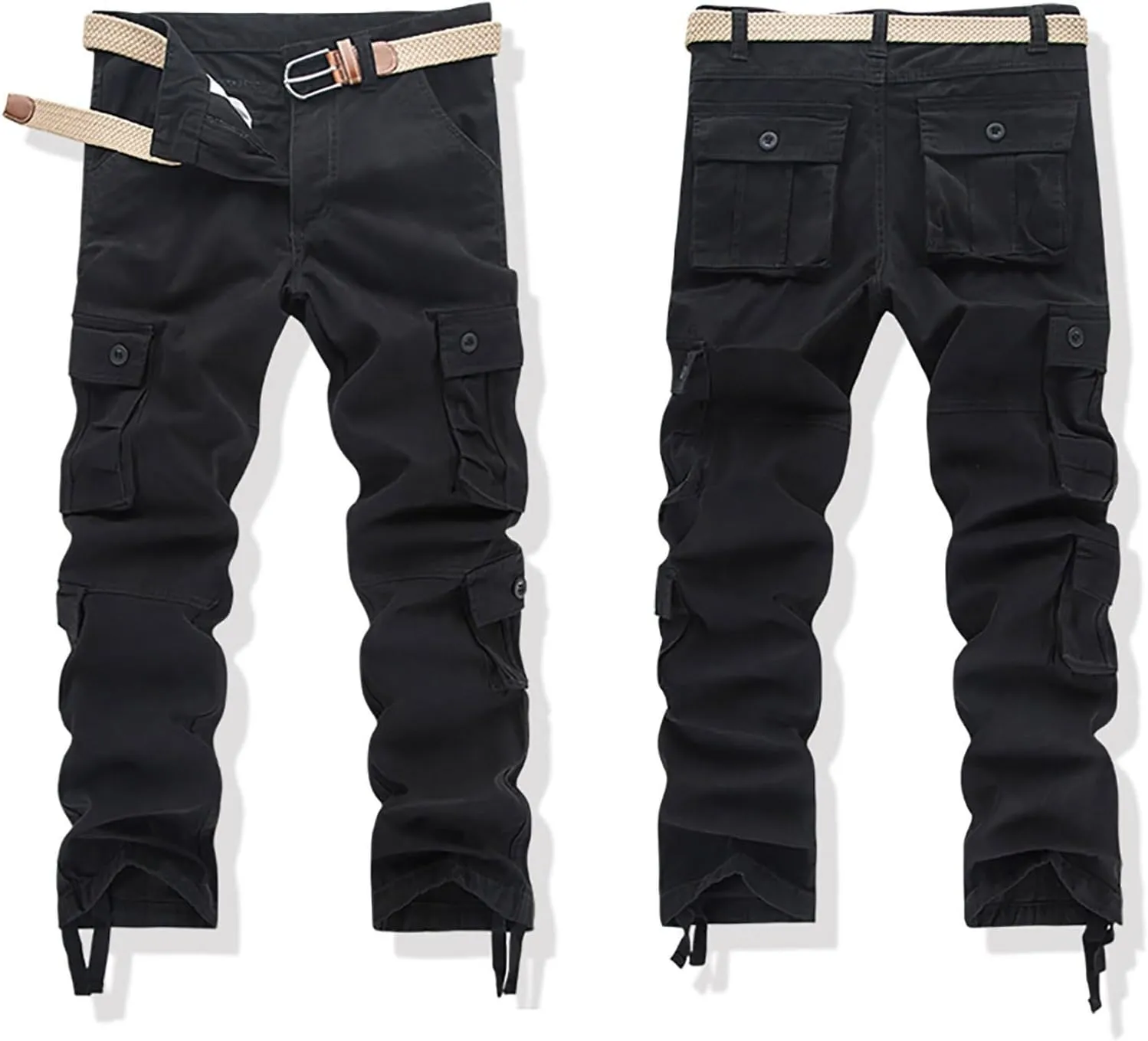Mens Relaxed Fit Straight Leg Outdoor Work Pants Big and Tall Cargo Pants with Pockets Regular Fit Casual Hiking Pant