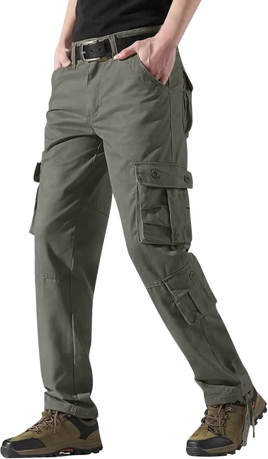 Mens Relaxed Fit Straight Leg Outdoor Work Pants Big and Tall Cargo Pants with Pockets Regular Fit Casual Hiking Pant