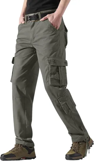 Mens Relaxed Fit Straight Leg Outdoor Work Pants Big and Tall Cargo Pants with Pockets Regular Fit Casual Hiking Pant