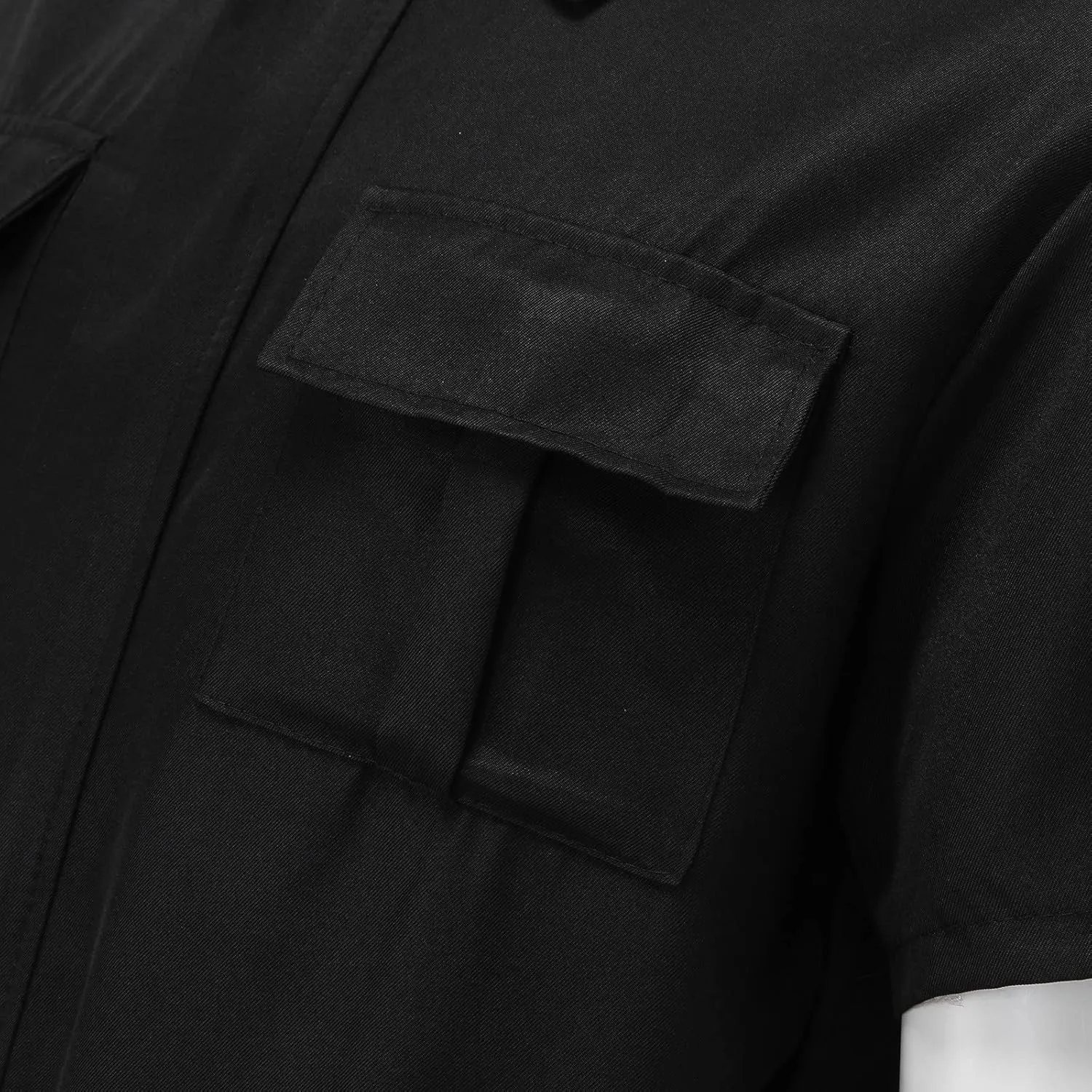 Mens Short Sleeve Cargo Rompers Button Down Summer One Piece Jumpsuits with Pockets Casual Overalls Trousers