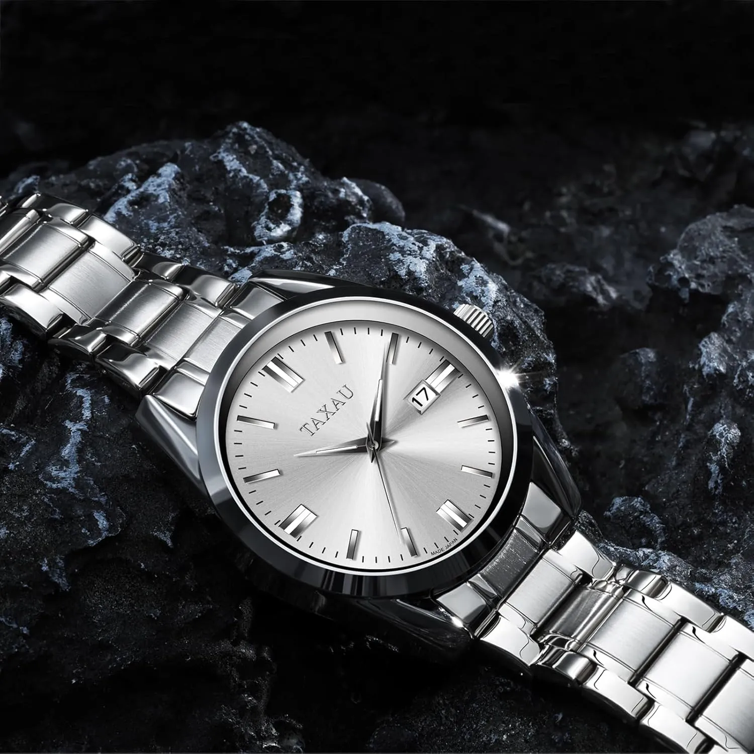 Mens Silver Watch Luxury Minimalist Dress Watch Waterproof Watches for Men Analog Quartz Stainless Steel Men's Wrist Watches with Date Luminous