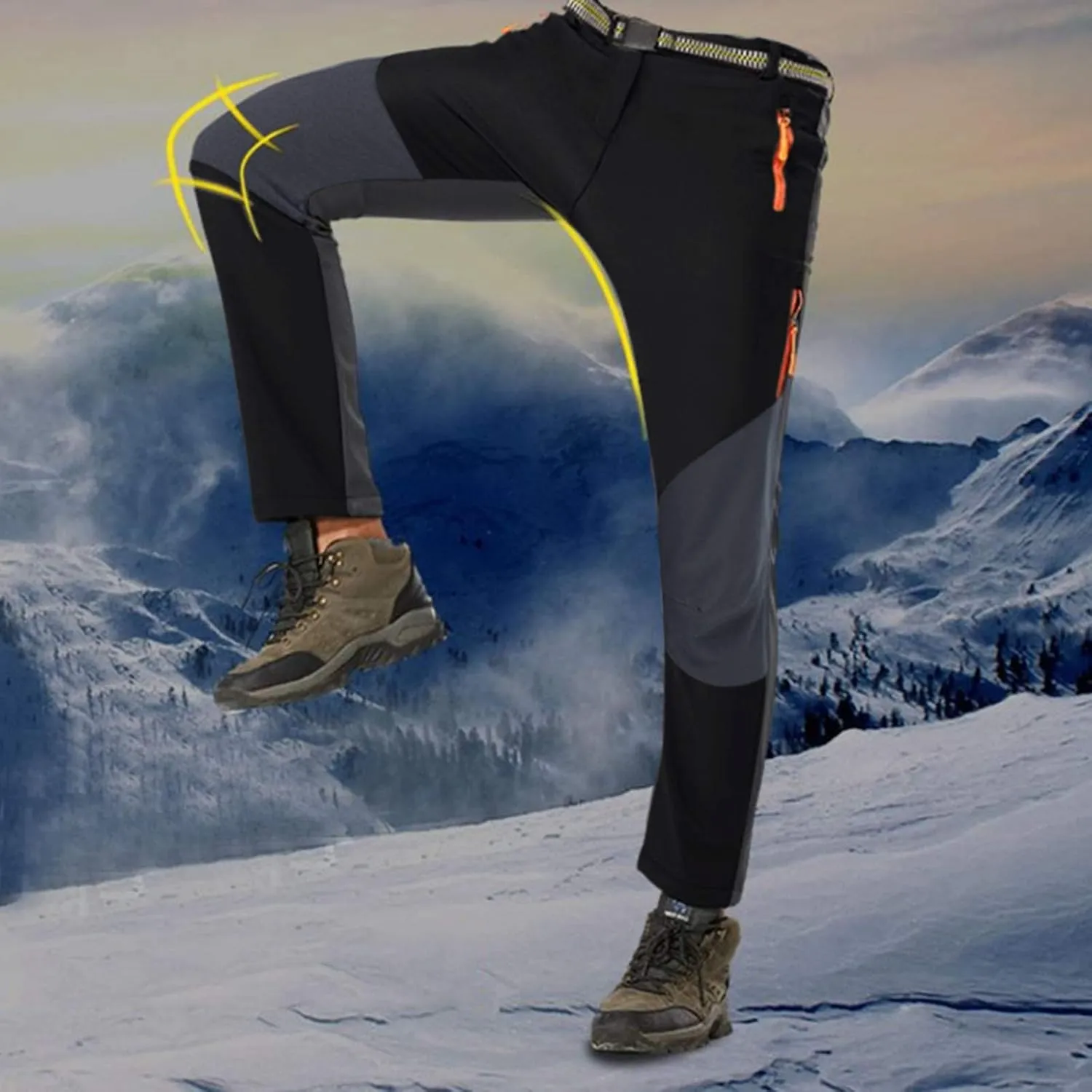 Mens Snow Ski Waterproof Softshell Snowboard Pant Outdoor Windproof Fleece Lined Warm Hiking Ski Snow Pant Camping Pant