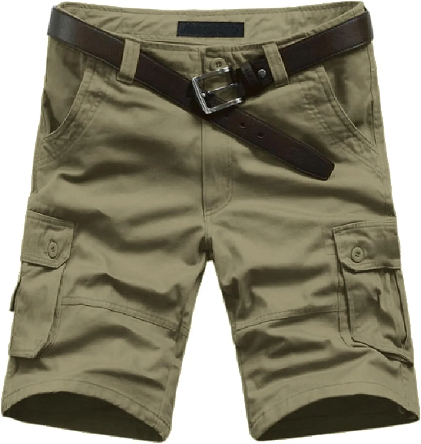 Men'S Straight Cargo Shorts with Multi Pockets and Zipper Outdoor Summer Solid Regular Fit Casual Shorts