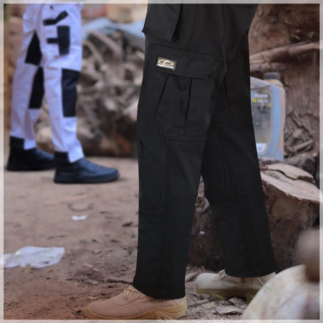 Mens Tactical Pants Elasticated Waist Lightweight Work Pants for Men Construction Boot Cut Relaxed Fit Cargo Pants