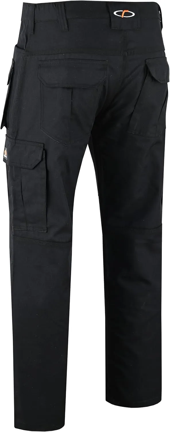 Mens Tactical Pants Elasticated Waist Lightweight Work Pants for Men Construction Boot Cut Relaxed Fit Cargo Pants