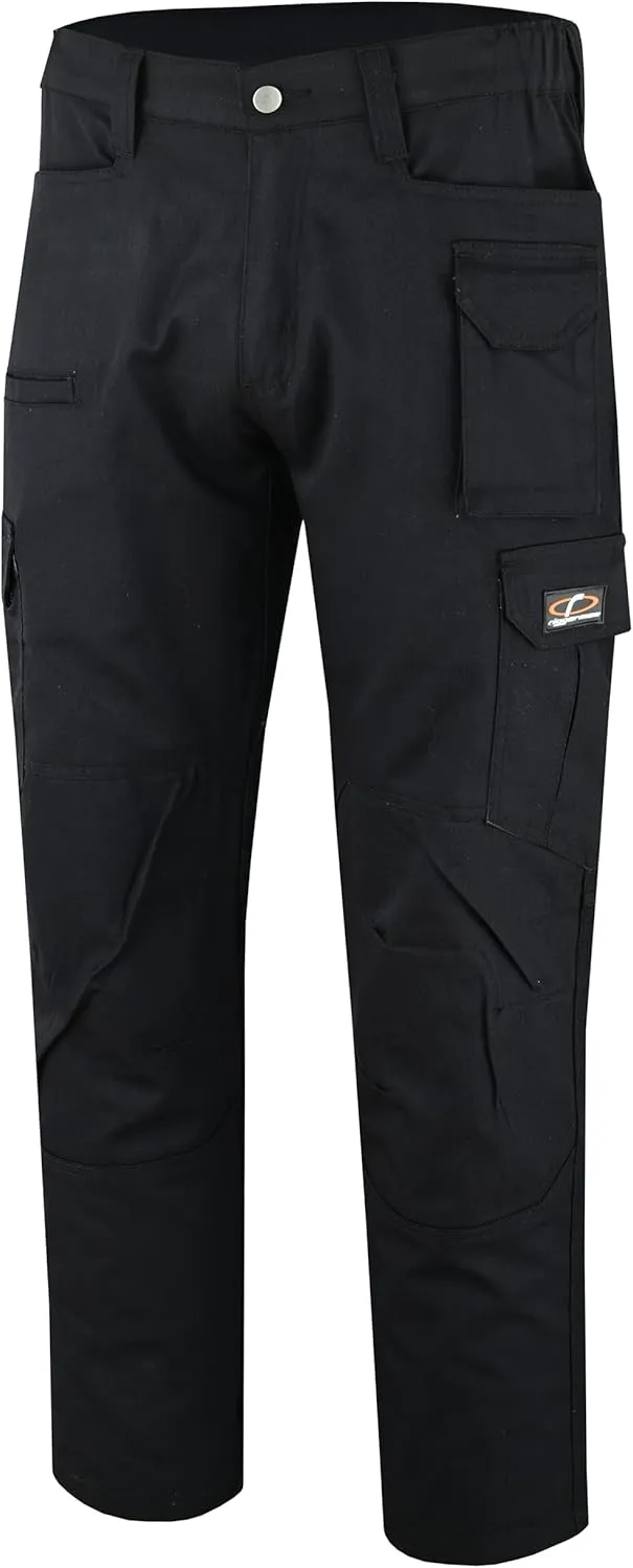 Mens Tactical Pants Elasticated Waist Lightweight Work Pants for Men Construction Boot Cut Relaxed Fit Cargo Pants
