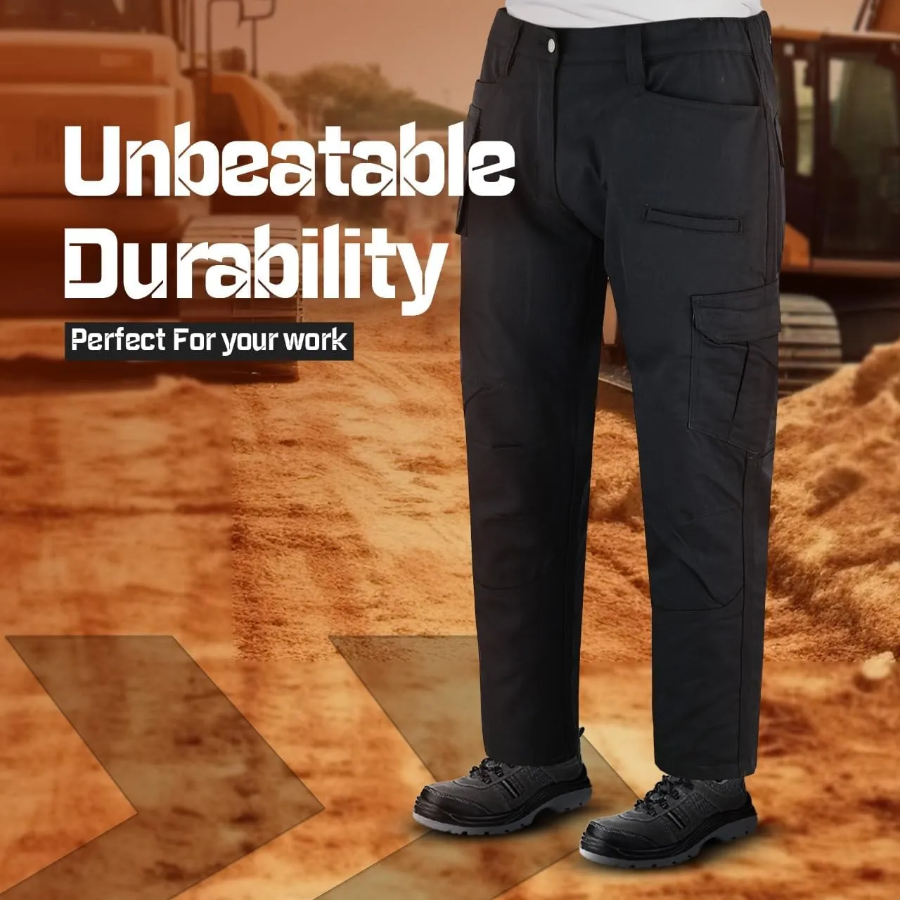 Mens Tactical Pants Elasticated Waist Lightweight Work Pants for Men Construction Boot Cut Relaxed Fit Cargo Pants