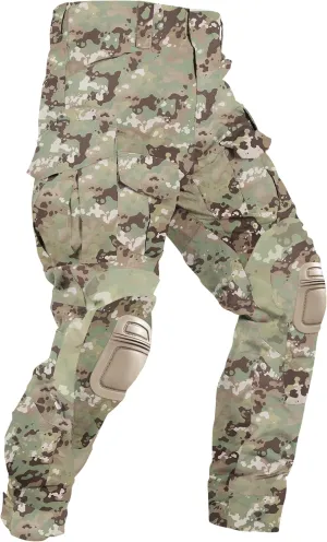 Men’s Tactical Pants with Knee Pads Waterproof G3 Combat Pants Camo Cargo Pants with 10 Pockets No Belt