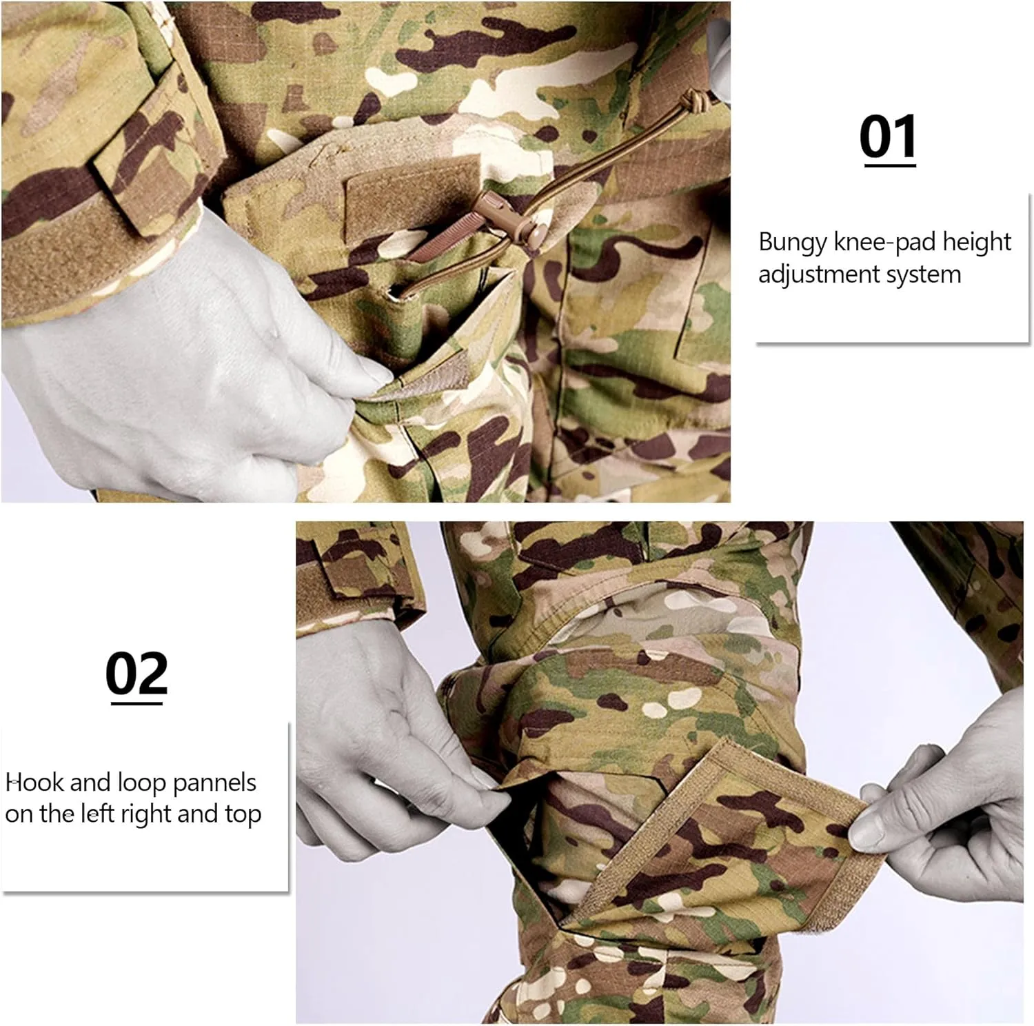 Men’s Tactical Pants with Knee Pads Waterproof G3 Combat Pants Camo Cargo Pants with 10 Pockets No Belt