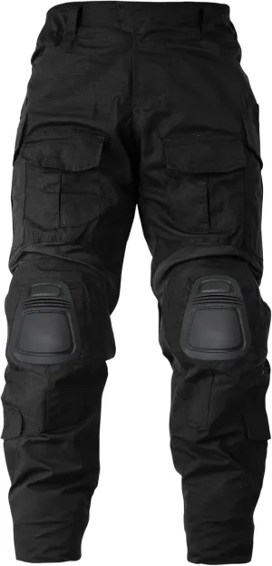 Men’s Tactical Pants with Knee Pads Waterproof G3 Combat Pants Camo Cargo Pants with 10 Pockets No Belt