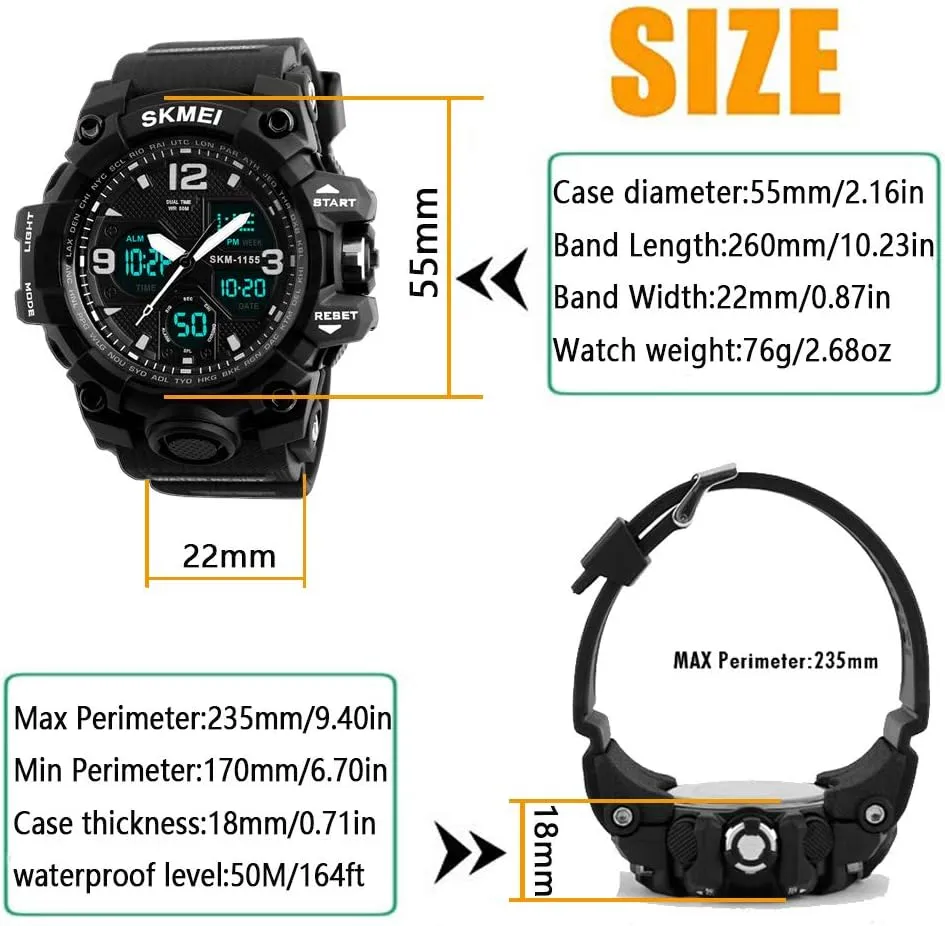Mens Watch Military Sports Outdoor Waterproof Watches for Men Date Multi Function Tactics Alarm Stopwatch Analog Watches