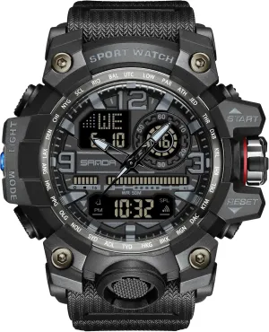 Mens Watch Sports Outdoor Waterproof Military Watches Date Multi Function Tactics LED Face Alarm Stopwatch for Men