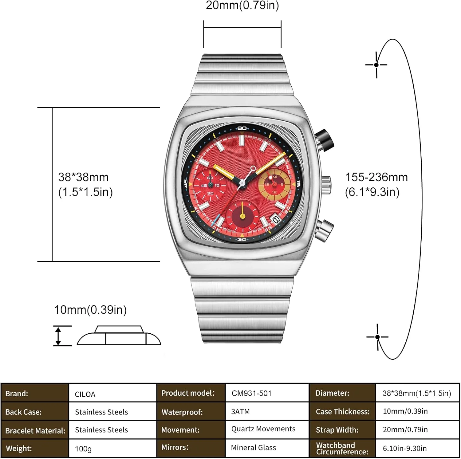 Mens Watch Waterproof Luminous Wrist Watches for Men Multifunction Chronograph Business Work Casual Fashion Sport Designer Dress Watch with Calendar Elegant Gifts for Men