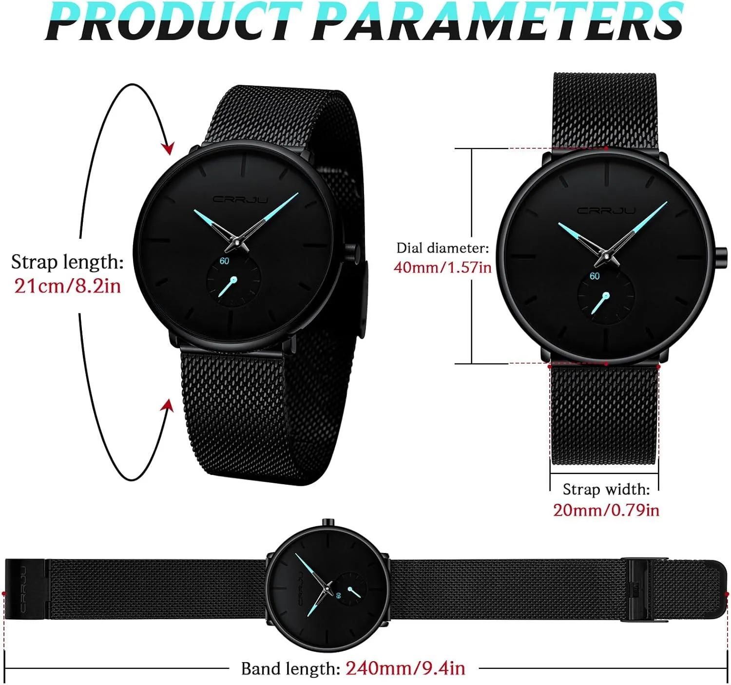 Mens Watches Ultra-Thin Minimalist Waterproof - Fashion Wrist Watch for Men Unisex Dress with Stainless Steel Mesh Band