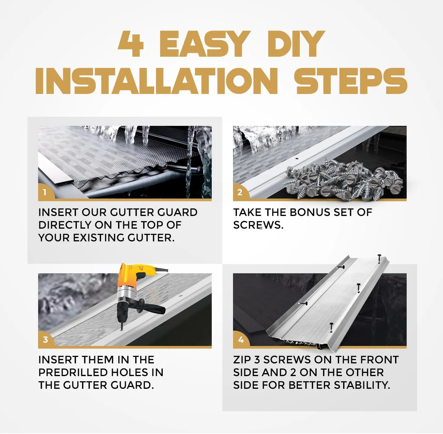 Micromesh 5 inch Gutter Guards Leaf Protection, 25 Feet White, Stainless Steel Mesh, Aluminum Gutter Covers, Contractor Grade Gutter Guard from Manufacturer