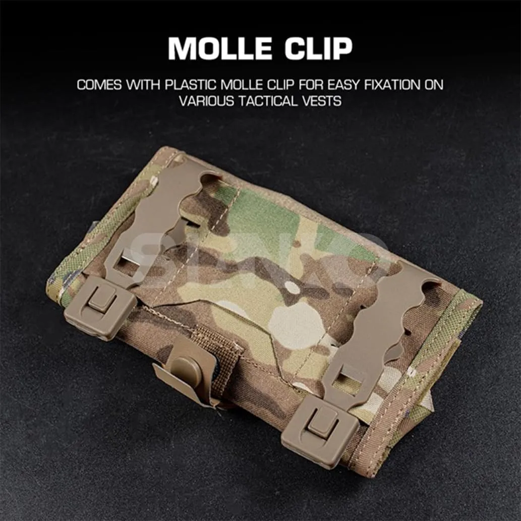 Military Molle Tactical Phone Holder Chest Folded Pouch,Plate Carrier Stand Map Bag,For Airsoft Paintball CS,Molle Universal Pack