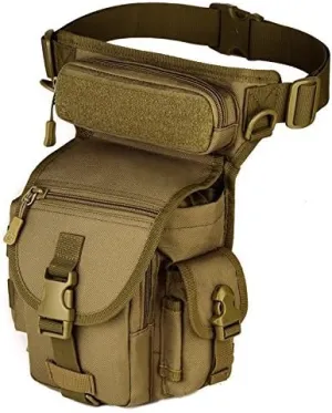 Military Tactical Drop Leg Bag Tool Fanny Thigh Pack Pouch Waist Belt Motorcycle Cycling Bag (Dark Brown)