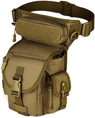 Military Tactical Drop Leg Bag Tool Fanny Thigh Pack Pouch Waist Belt Motorcycle Cycling Bag (Dark Brown)
